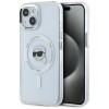 Husa pentru iPhone 15 - Karl Lagerfeld IML MagSafe (KLHMP15SHLSKIH) - White Metal Karl`s Head