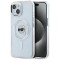 Husa pentru iPhone 15 - Karl Lagerfeld IML MagSafe (KLHMP15SHLSKIH) - White Metal Karl`s Head
