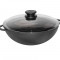 Wok fonta cu capac sticla 28cm Handy KitchenServ