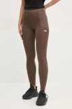 The North Face leggins sport Refina femei, culoarea maro, neted, NF0A89181OI1