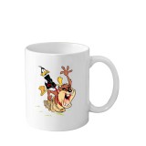 Cana din ceramica haioasa desene animate vechi, 330 ml, alba, tematica Daffy Duck si Taz Mania