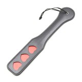 Paleta BDSM, lungime 32.6 cm, cu inimioare rosii, piele ecologica, negru