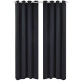 Draperii opace cu inele metalice, 2 buc., negru, 135 x 245 cm