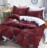 Cumpara ieftin Lenjerie Pat Basilius Fx035, Bumbac, 4 Piese, Fara Elastic, Rosu