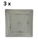 Set 3 platouri patrate, 18 cm, Crem cu decor