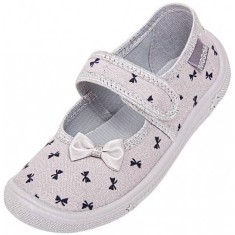Pantofiori gri cu fundite (Marime Disponibila: Marimea 26)