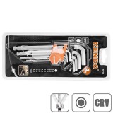 Set chei hexagonale L cu bila 9buc lungime 1.5-10mm CRV WeldLand Equipment