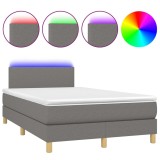Cumpara ieftin Pat cu arcuri, saltea si LED, gri inchis, 120x200 cm, textil