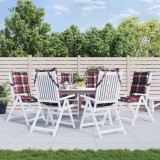 vidaXL Perne scaun cu spătar &icirc;nalt, 6 buc., roșu carouri textil oxford 377643