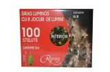 Instalatie de Craciun, sirag luminos cu 8 jocuri de lumini, 100 de beculete stelute albe, 5 m, Regency