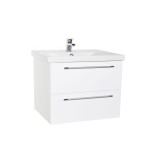 Cumpara ieftin Baza cu lavoar ceramic GN0541, mobilier baie suspendat 60 cm, front MDF, 2 sertare, glisiere soft close, alb