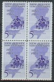SUA 1964 - New Jersey Tercentenary, bloc de 4 neuzat
