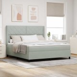 vidaXL Pat cu arcuri cu saltea Gri deschis 180 x 200 cm Catifea 3342074