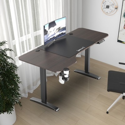 Birou inaltime reglabila Oxnard 160x60x118 cm efect lemn nuc/negru [pro.tec] HausGarden Leisure foto
