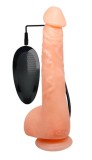 Vibrator Realist Multispeed Jason cu Telecomanda, TPR, Natural, 24 cm