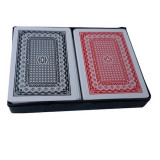 Cumpara ieftin Set 2 pachete carti de joc clasice, din plastic - Rosu, negru, albastru