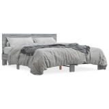 VidaXL Cadru de pat, gri sonoma, 160x200 cm, lemn prelucrat și metal