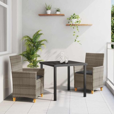 vidaXL Set de masă pentru grădină 3 pcs Gri poliratan 3381072 foto