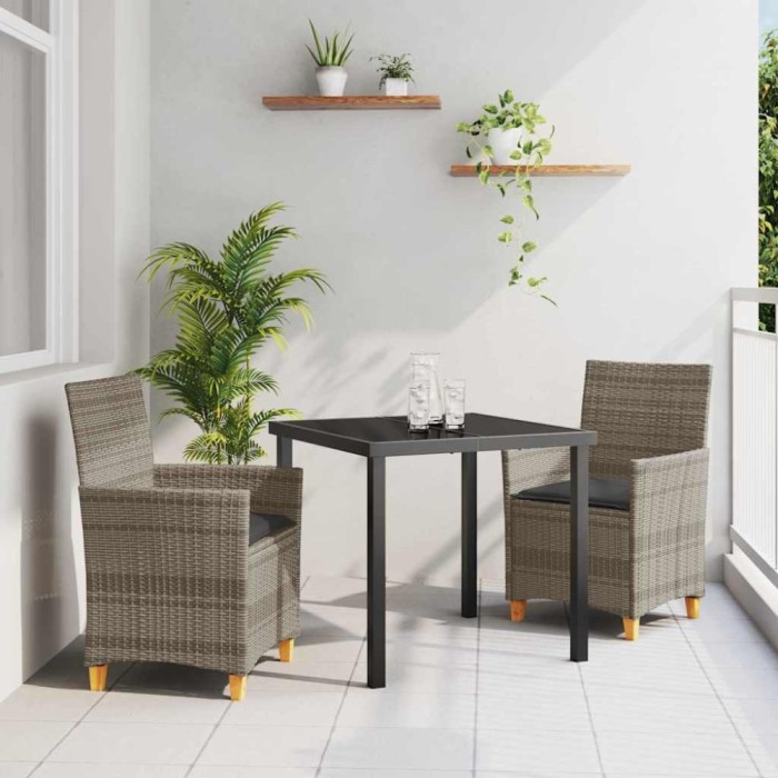 vidaXL Set de masă pentru grădină 3 pcs Gri poliratan 3381072