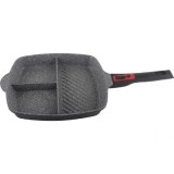 Tigaie grill 3in1, diametru 28 cm, material aluminiu, interior granit, maner soft touch detasabil, compatibil inductie / ZLN 3352