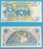 Bancnota Uganda 5 Shillings 1977 Idi Amin UNC, Seria A/11, P#5A