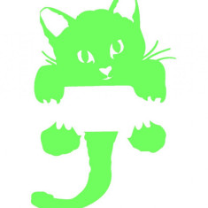 Sticker decorativ pentru intrerupator, Pisica, Verde aprins,11.5 cm, S1018ST-7
