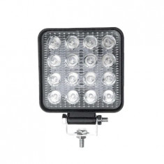 Proiector LED Auto Offroad 48W, 12V ? 24V, 3520 Lumeni, Patrat, Flood Beam 60 Grade foto