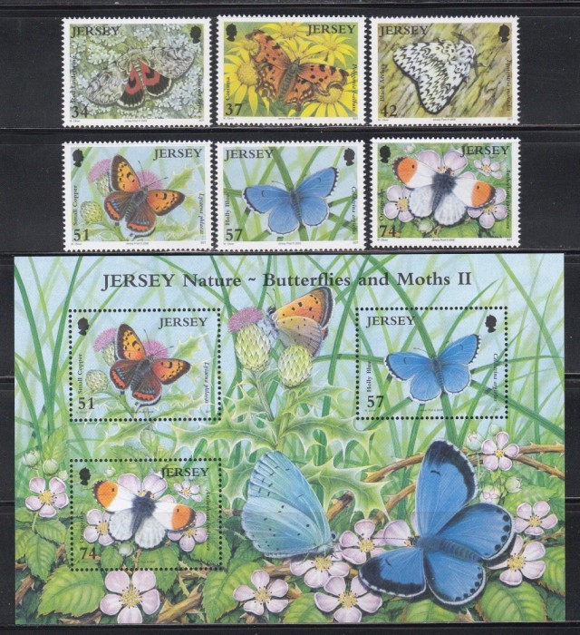 Jersey 2006 - Fluturi și molii, Serie + Colita, MNH
