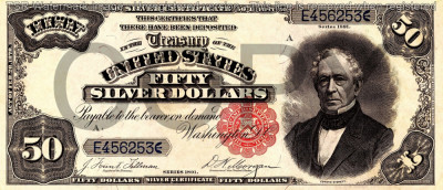 50 dolari 1891 Reproducere Bancnota USD , Dimensiune reala 1:1 foto