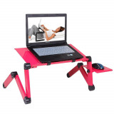 Cumpara ieftin Masuta laptop, inaltime reglabila, din aluminiu cu sistem dublu ventilatie tip coller USB , suport reglabil mouse,standing desk multifunctional 42 x 2, EJ PRODUCTS