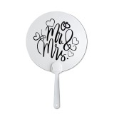 Evantai pentru mireasa, accesoriu pentru nunta, vara, alb, Mr and Mrs