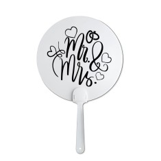 Evantai pentru mireasa, accesoriu pentru nunta, vara, alb, Mr and Mrs