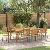 VidaXL Set de masă pentru grădină 9 pcs Gri Rattan poli