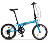 Bicicleta Pliabila CARPAT C2068B Folding, 7 Viteze, Roti 20inch, Cadru Aluminiu, Frane V-brake (Albastru)