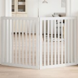 Cumpara ieftin Poartă pentru c&acirc;ini pliabilă, 2 panouri, alb, 160 cm, lemn plop