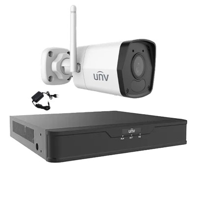 Sistem supraveghere video 1 camera IP Wi-Fi 2MP Smart IR 30m, 2.8mm, Microfon, NVR 4 canale 4K UNV, accesorii SafetyGuard Surveillance foto