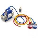 Set Pompa Vid 60 l/min, 1 Treapta + Manometre Furtune, Refrigerare AC Auto, HBM, Ulei inclus, R134a, R22, R12, R502