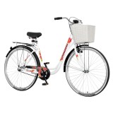 Bicicleta dama, 28 inch, cadru otel, cos frontal alb, portbagaj, Venssini Rosemary, resigilat