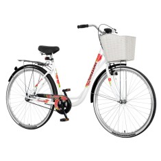 Bicicleta dama, 28 inch, cadru otel, cos frontal alb, portbagaj, Venssini Rosemary, resigilat foto