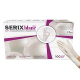 Mănuși de examinare Serix Blanc Plus, din latex, nepudrate, texturate, albe, mărimea L, 100 buc.