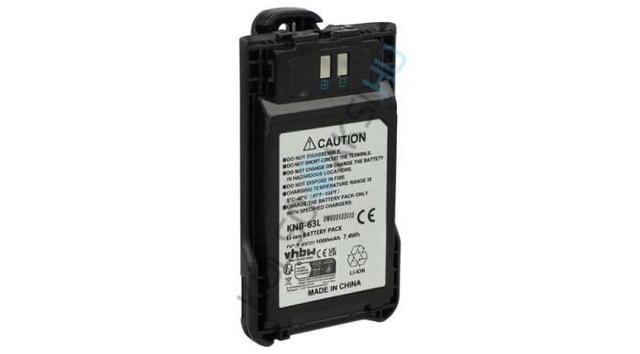 Baterie radio VHBW de &icirc;nlocuire pentru Kenwood KNB-63L, KNB-65L - 1000 mAh 7,4 V Li-Ion + clemă pentru curea