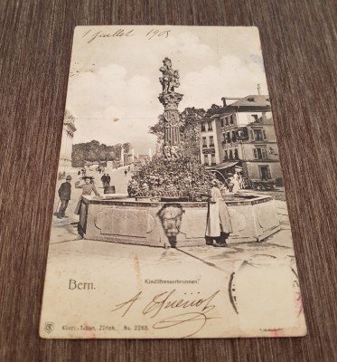 Carte Poștală Veche Elveția &amp;ndash; F&amp;acirc;nt&amp;acirc;na Kindlifresserbrunnen, Bern foto