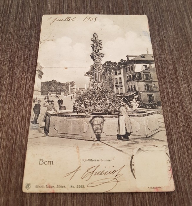 Carte Poștală Veche Elveția &ndash; F&acirc;nt&acirc;na Kindlifresserbrunnen, Bern