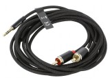 Cablu audio Jack 3,5mm la RCA x2, 3m, placare aurită, textil, Vention