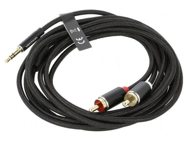 Cablu audio Jack 3,5mm la RCA x2, 3m, placare aurită, textil