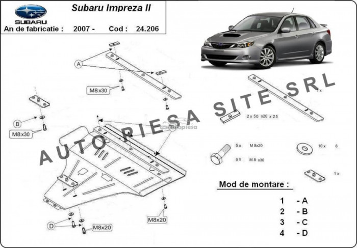 Scut metalic motor Subaru Impreza benzina fabricat incepand cu 2007 APS-24,206