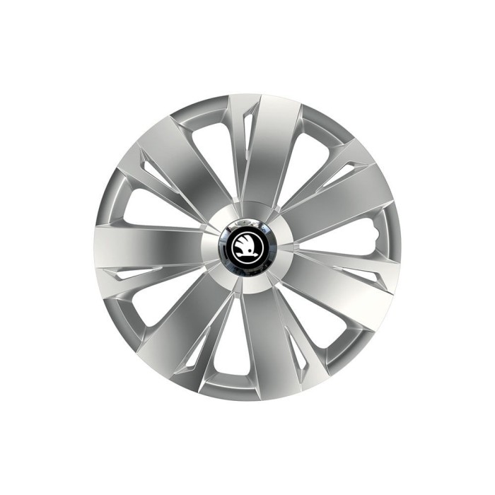 Set 4 Capace Roti pentru Skoda Nou Alb-Negru, model Energy Gray, R15, SKODA