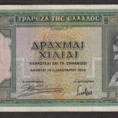 Grecia, 1000 drahme 1939_XF_zeita Atena si Partenonul_B 001 495867