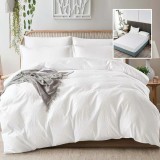 LENJERIE DE PAT CREPONATĂ UNI 6 PIESE CU HUSĂ (ALB)