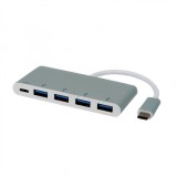 HUB USB 3.1 tip C la 4 x USB + alimentare USB-C (PD), Roline 14.02.5045*